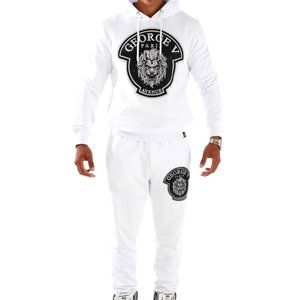Avenue George V Paris Men's Tracksuit White Sweatsuit 2 piece set Hoodie XL NWT
